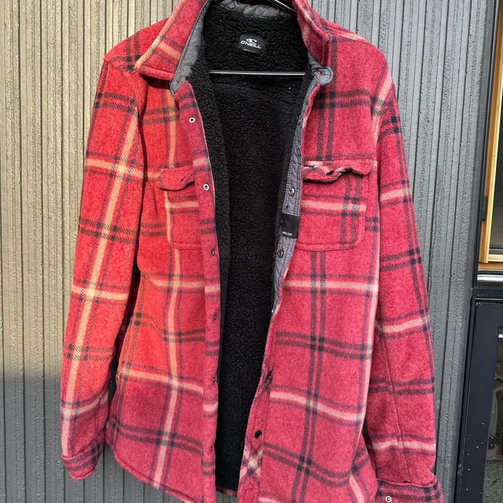 Red Plaid Button-Up Jacket